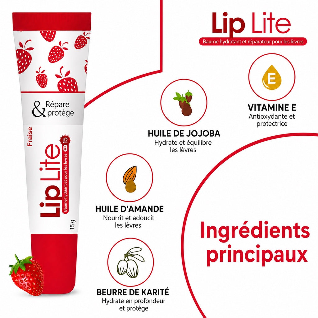 Baume réparateur et protecteur pour les lèvres lip lite spf15